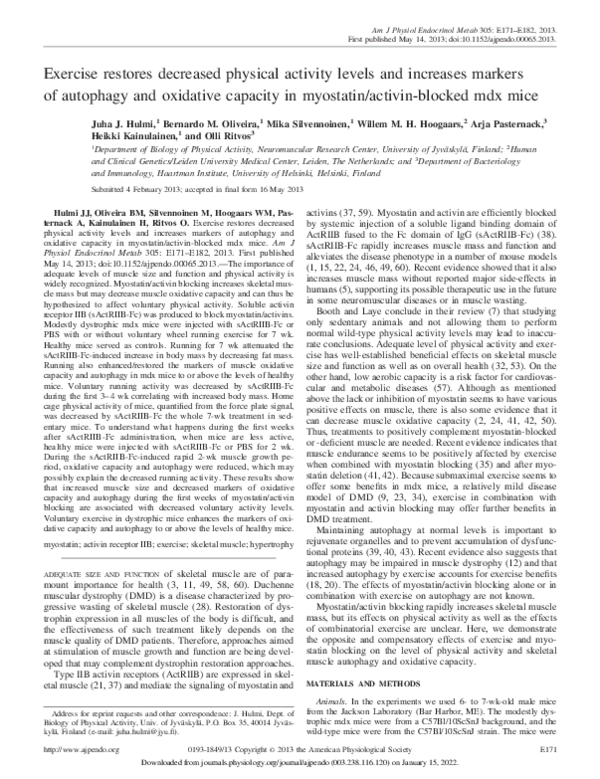 (PDF) Exercise restores decreased physical activity levels and ...