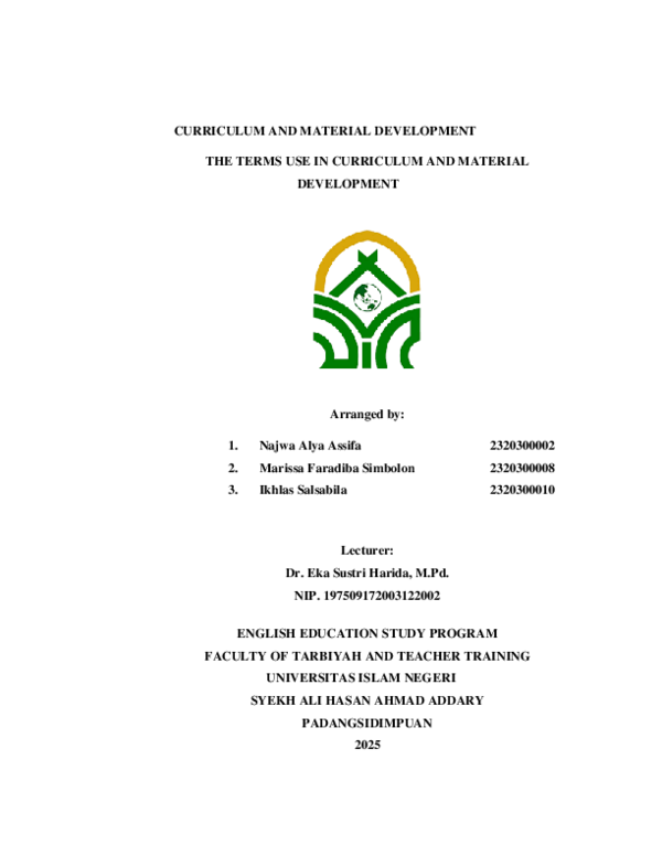 (PDF) CURRICULLUM AND MATERIAL DEVELOPMENT