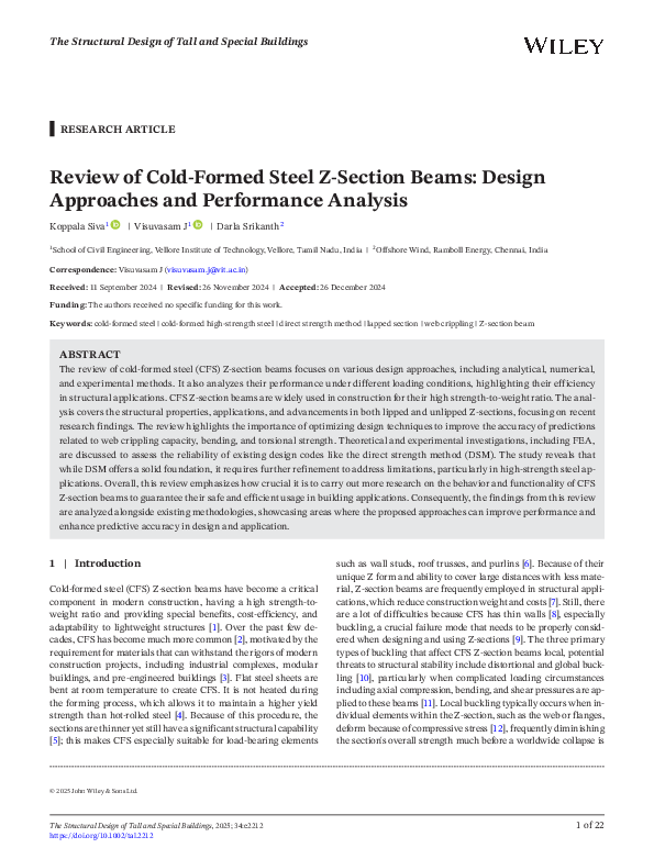 (PDF) Review of Cold‐Formed Steel Z‐Section Beams: Design Approaches ...