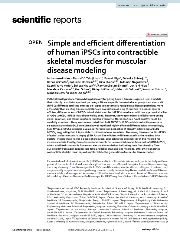 (PDF) Simple and efficient differentiation of human iPSCs into ...