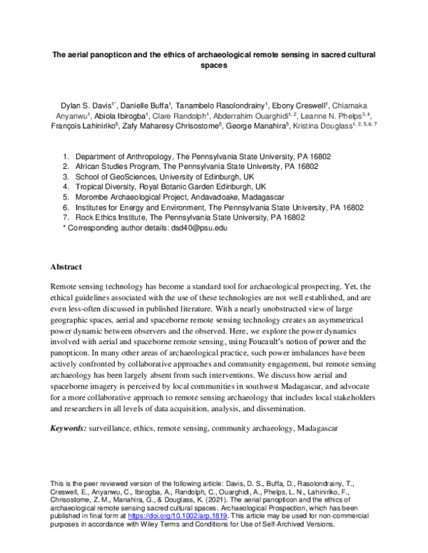 (PDF) The aerial panopticon and the ethics of archaeological remote ...