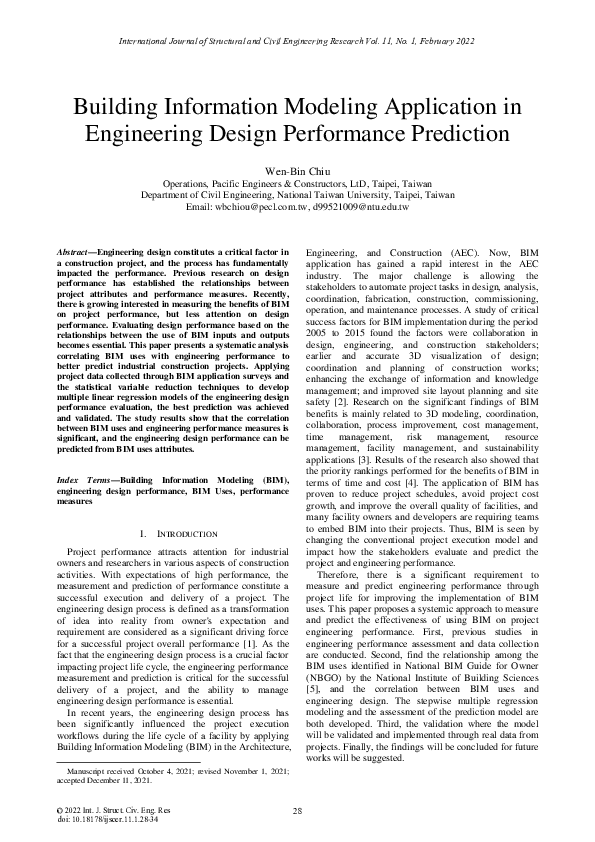 (PDF) Building Information Modeling Application in Engineering Design ...