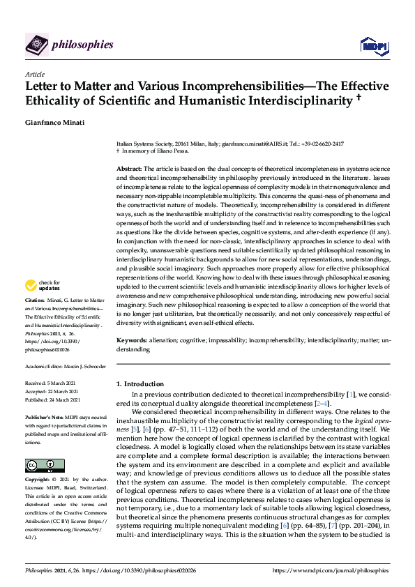 (PDF) Letter to Matter and Various Incomprehensibilities—The Effective ...