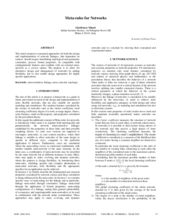 (PDF) Meta-rules for Networks