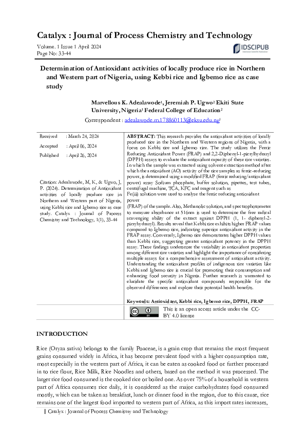 (PDF) Catalyx : Journal of Process Chemistry and Technology ...