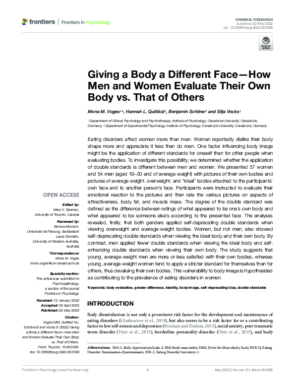 (PDF) Giving a Body a Different Face—How Men and Women Evaluate Their ...