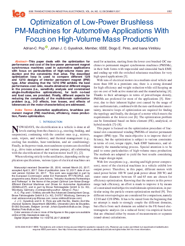 (PDF) Optimization of Low-Power Brushless PM-Machines for Automotive ...