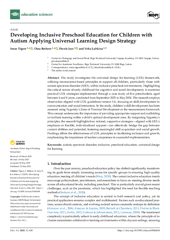 (PDF) Developing Inclusive Preschool Education for Children with Autism ...