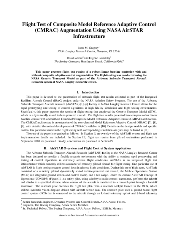 (PDF) Flight Test of Composite Model Reference Adaptive Control (CMRAC ...