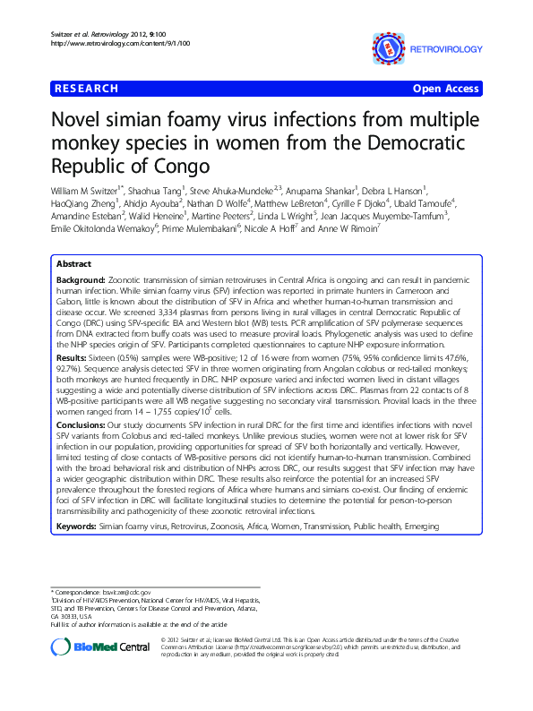 (PDF) Novel simian foamy virus infections from multiple monkey species ...