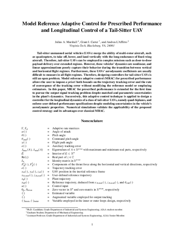 (PDF) Model Reference Adaptive Control for Prescribed Performance and ...