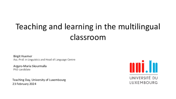 (PDF) Teaching and learning in the multilingual classroom