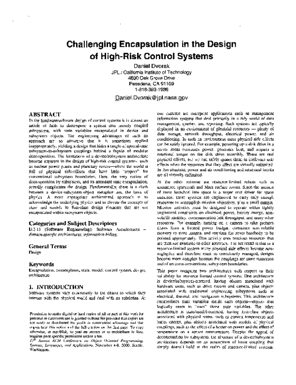 (PDF) Challenging encapsulation in the design of high-risk control systems
