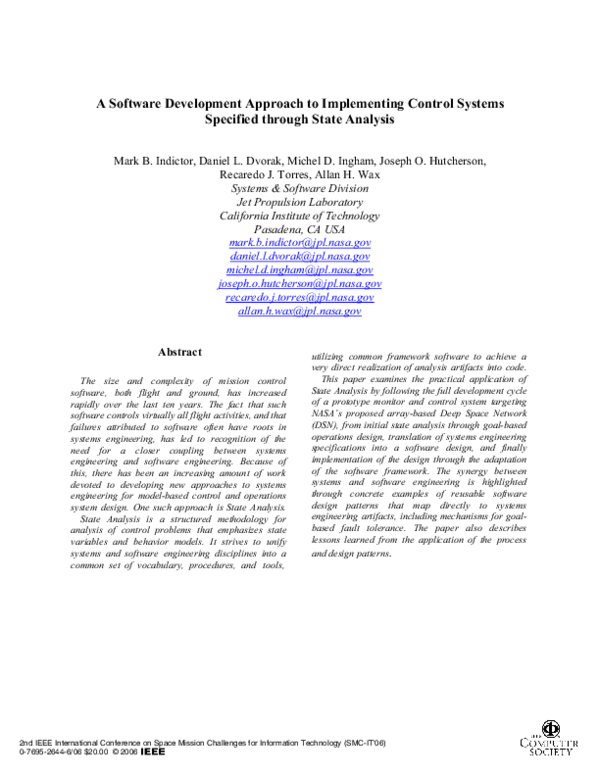 (PDF) A Software Development Approach to Implementing Control Systems ...