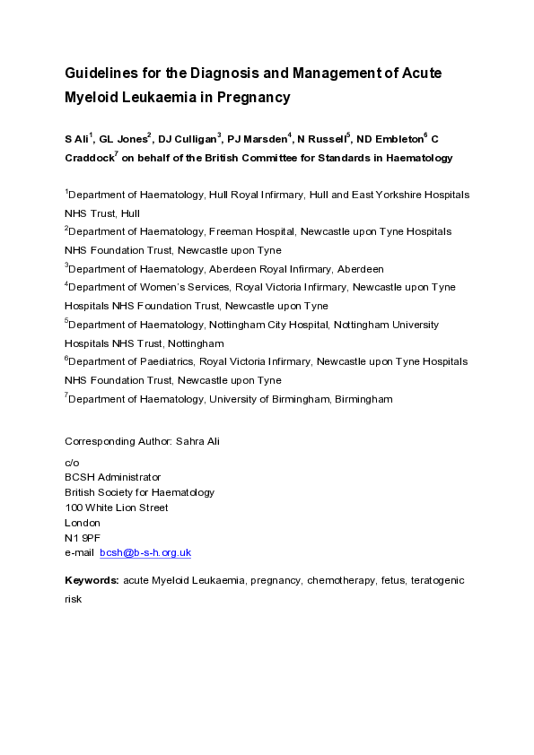 (PDF) Guidelines for the diagnosis and management of acute myeloid ...