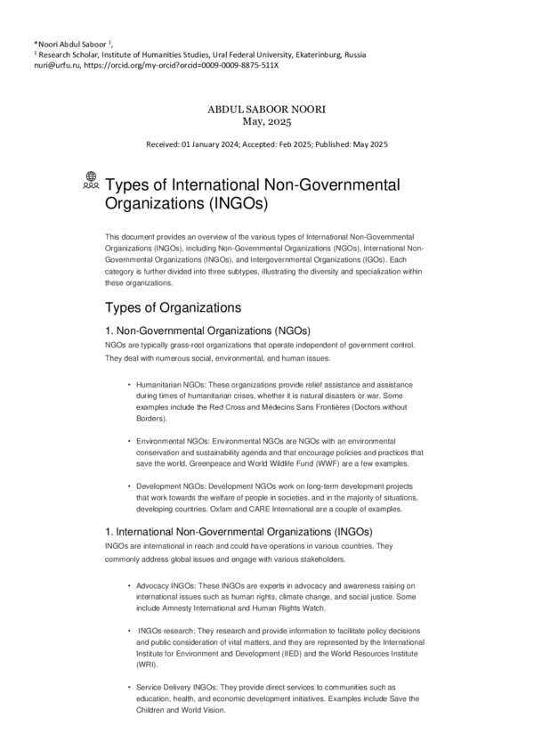 (PDF) Types of International Non-Governmental Organizations (INGOs
