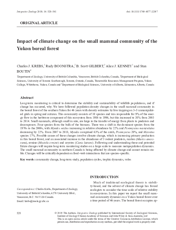 (PDF) Impact of climate change on the small mammal community of the ...