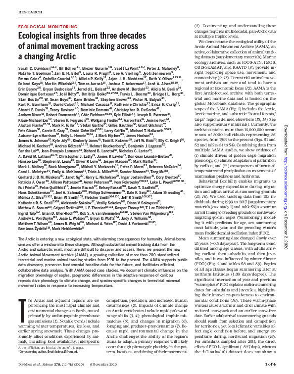 (PDF) Ecological insights from three decades of animal movement ...