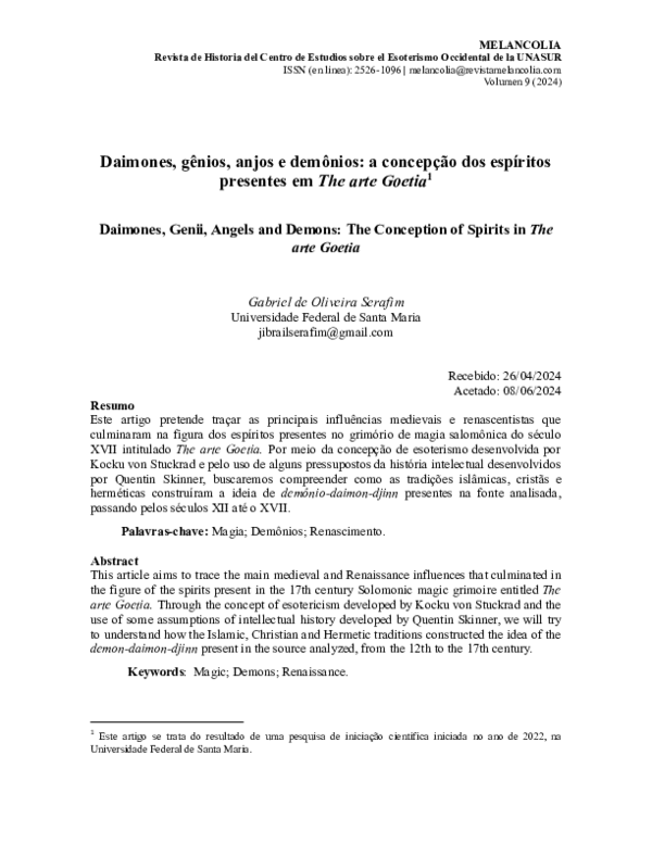 (PDF) Daimones, gênios, anjos e demônios: a concepção dos espíritos ...