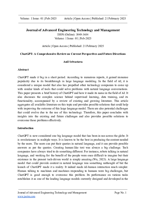 (PDF) ChatGPT: A Comprehensive Review on Current Perspectives and ...