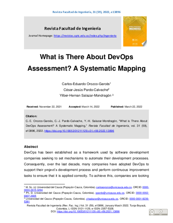 (PDF) What is There About DevOps Assessment? A Systematic Mapping