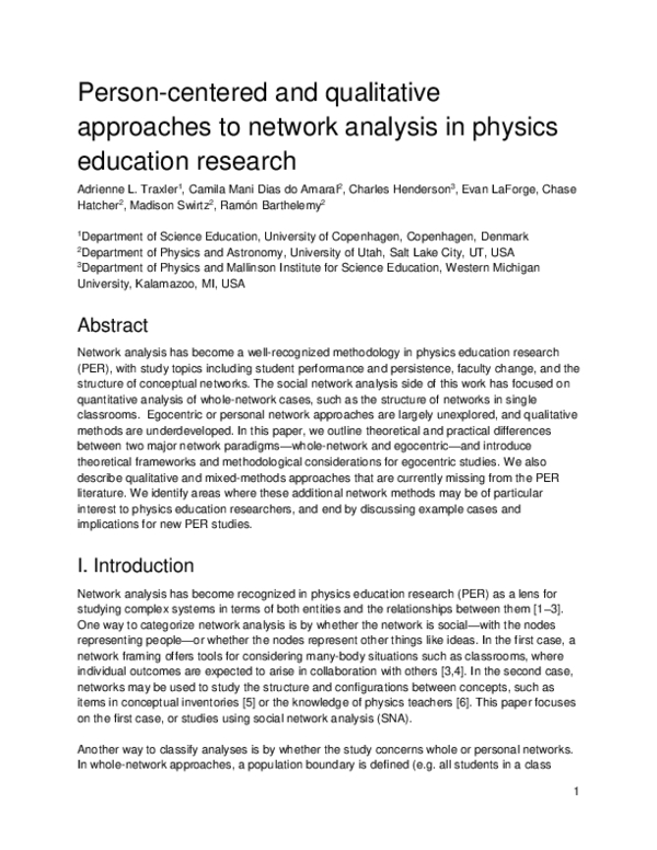 (PDF) Person-centered and qualitative approaches to network analysis in ...