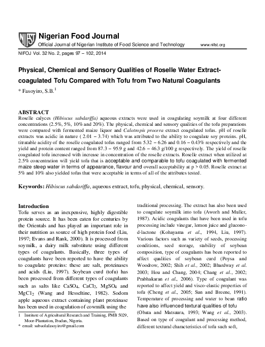 (PDF) Physical, Chemical and Sensory Qualities of Roselle Water Extract ...