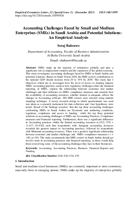 (PDF) Accounting Challenges Faced by Small and Medium Enterprises (SMEs ...