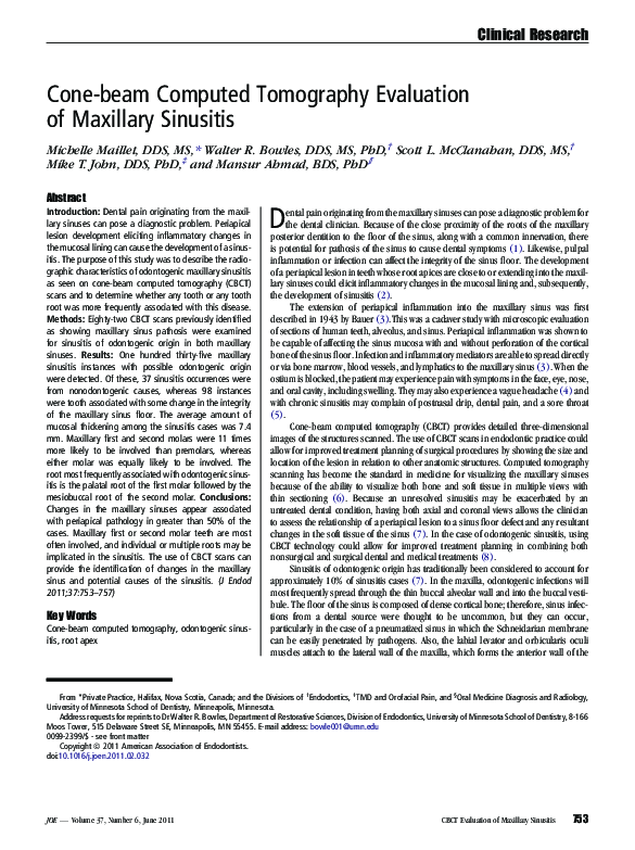 (PDF) Cone-beam Computed Tomography Evaluation of Maxillary Sinusitis