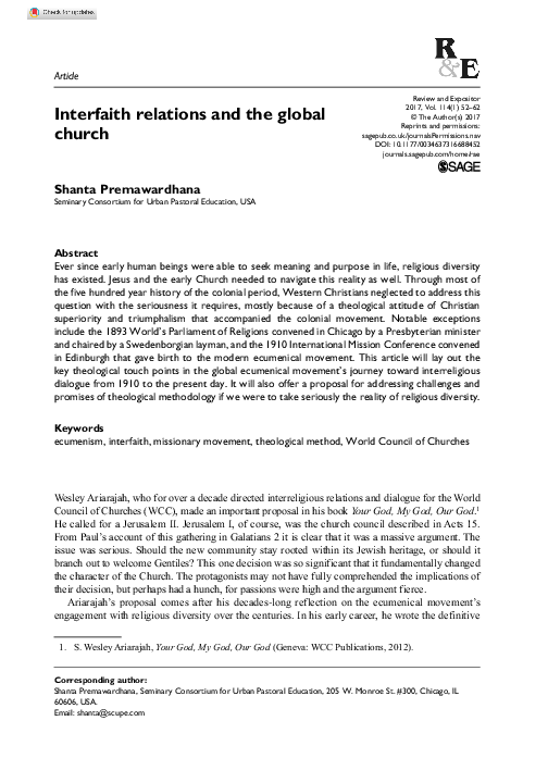 (PDF) Interfaith relations and the global church