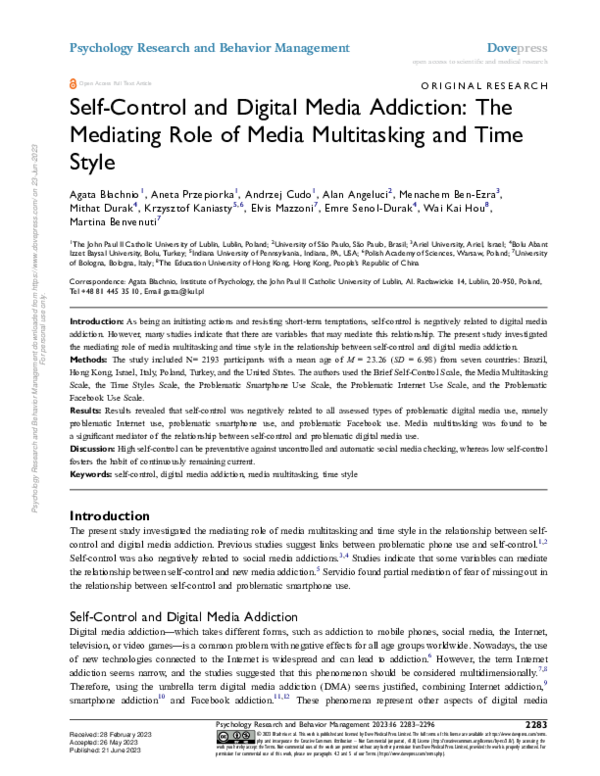 (PDF) Self-Control and Digital Media Addiction: The Mediating Role of ...