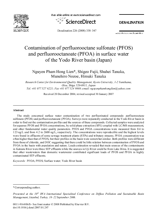 (PDF) Contamination of perfluorooctane sulfonate (PFOS) and ...