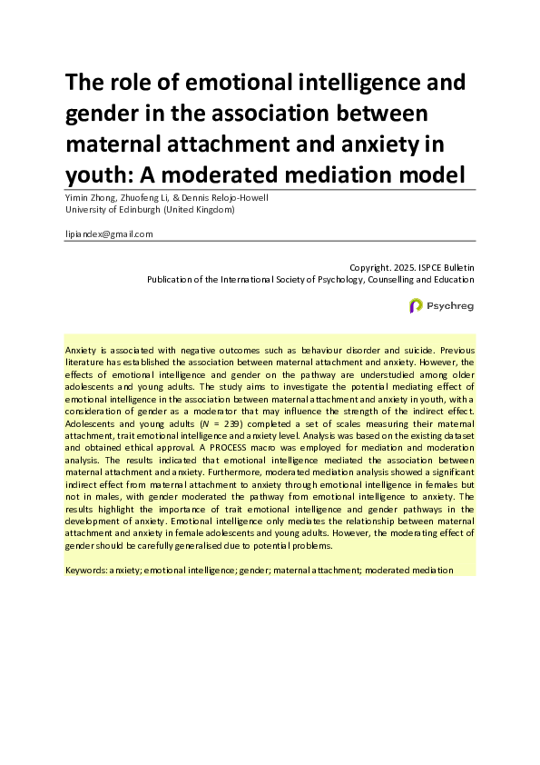 (PDF) The role of emotional intelligence and gender in the association ...