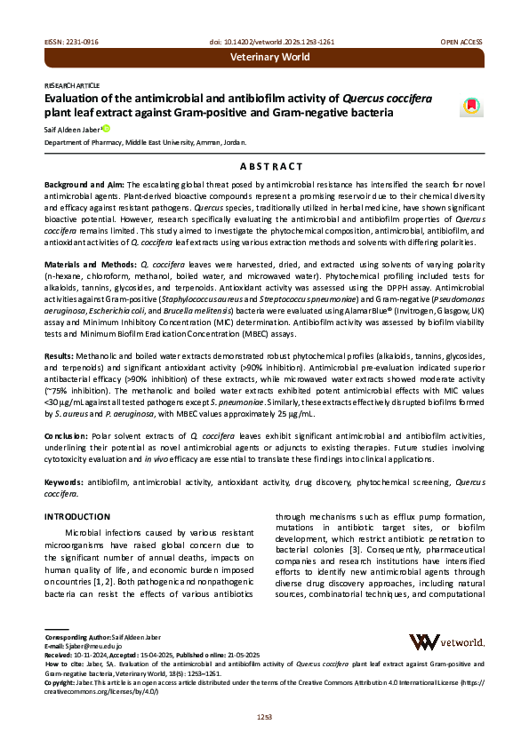 (PDF) Evaluation of the antimicrobial and antibiofilm activity of ...