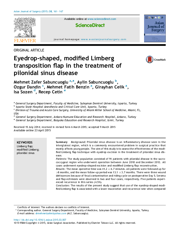 (PDF) Eyedrop-shaped, modified Limberg transposition flap in the ...