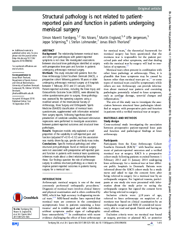 (PDF) Structural pathology is not related to patient-reported pain and ...