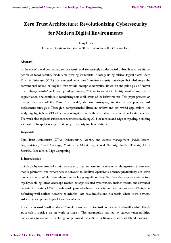 (PDF) Zero Trust Architecture: Revolutionizing Cybersecurity for Modern ...