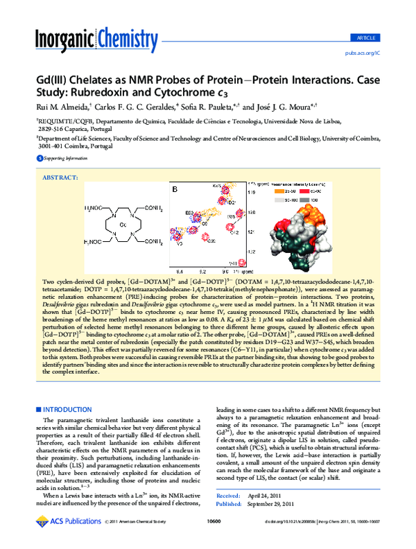 (PDF) Gd(III) Chelates as NMR Probes of Protein–Protein Interactions ...