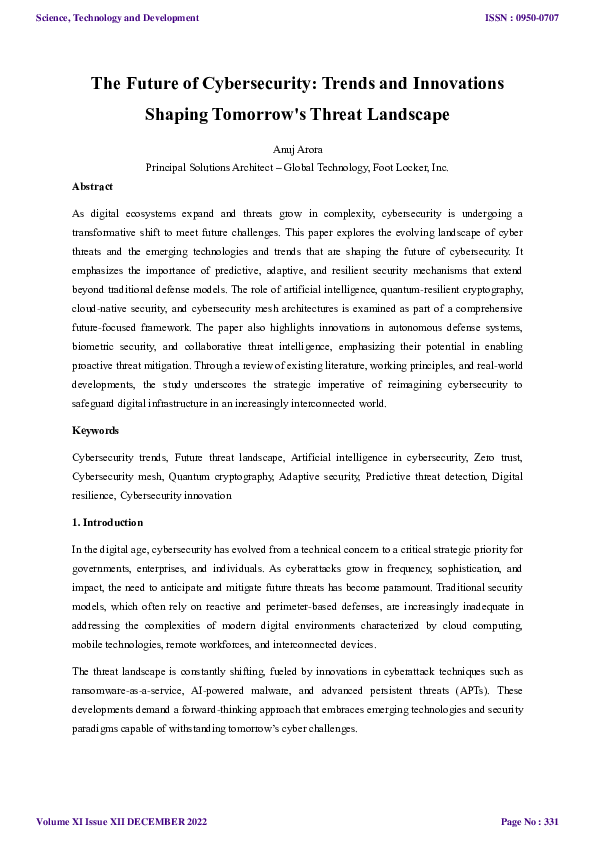 (PDF) The Future of Cybersecurity: Trends and Innovations Shaping ...