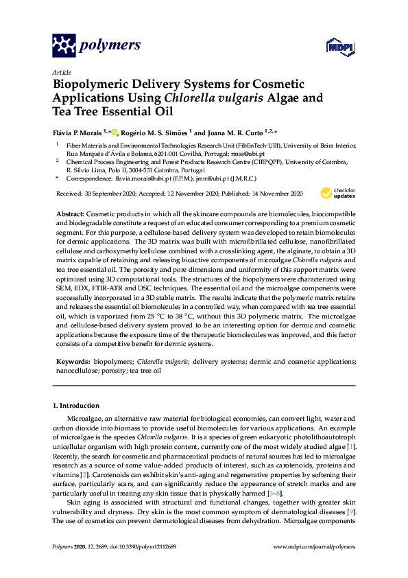 (PDF) Biopolymeric Delivery Systems for Cosmetic Applications Using ...