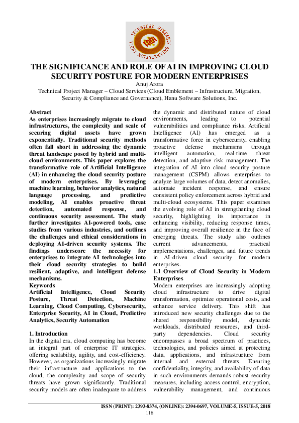 (PDF) THE SIGNIFICANCE AND ROLE OF AI IN IMPROVING CLOUD SECURITY ...