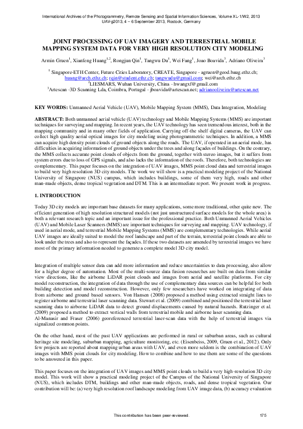 (PDF) Joint Processing of Uav Imagery and Terrestrial Mobile Mapping ...