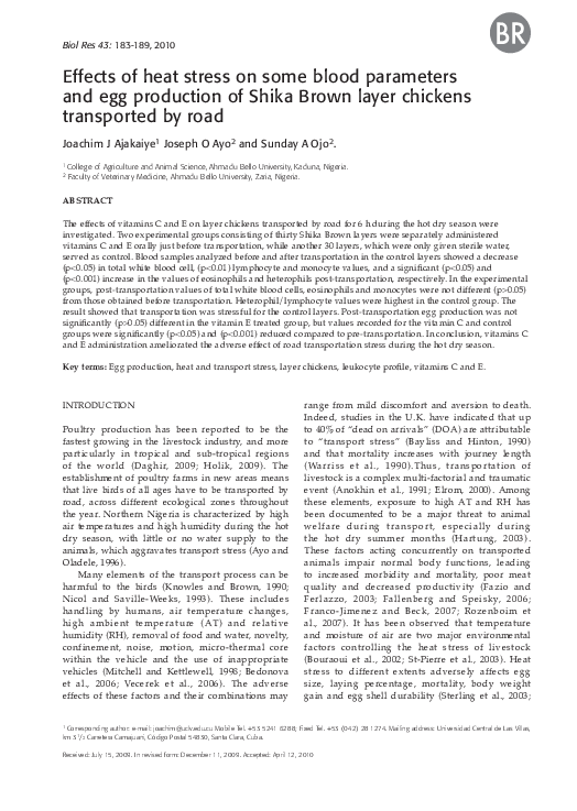 (PDF) Effects of heat stress on some blood parameters and egg ...