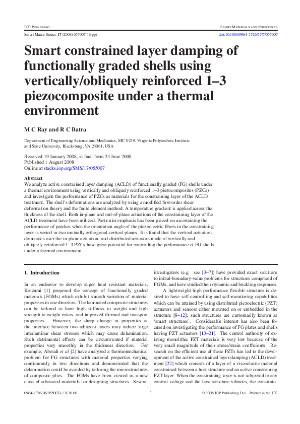 (PDF) Smart constrained layer damping of functionally graded shells ...