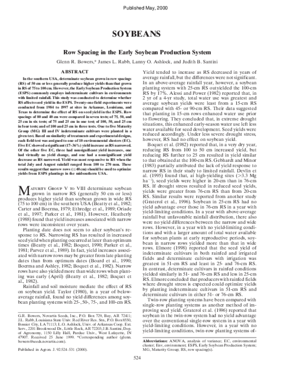 (PDF) Row Spacing in the Early Soybean Production System