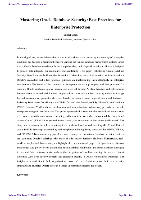 (PDF) Mastering Oracle Database Security: Best Practices for Enterprise ...
