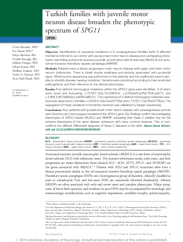 (PDF) Turkish families with juvenile motor neuron disease broaden the ...