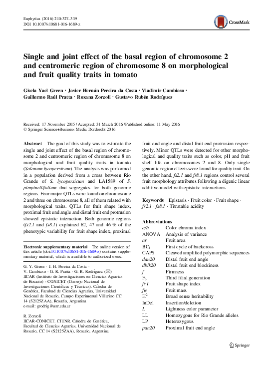 (PDF) Single and joint effect of the basal region of chromosome 2 and ...