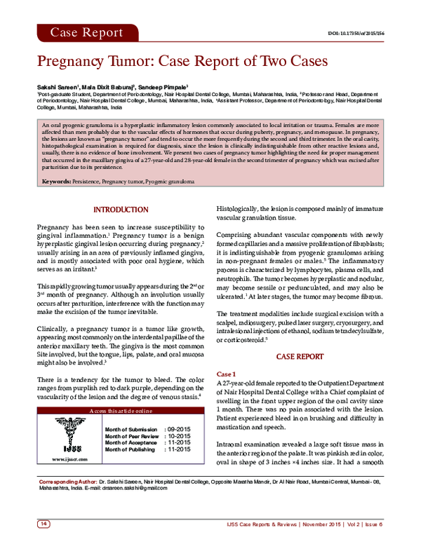 (PDF) Pregnancy Tumor: Case Report of Two Cases