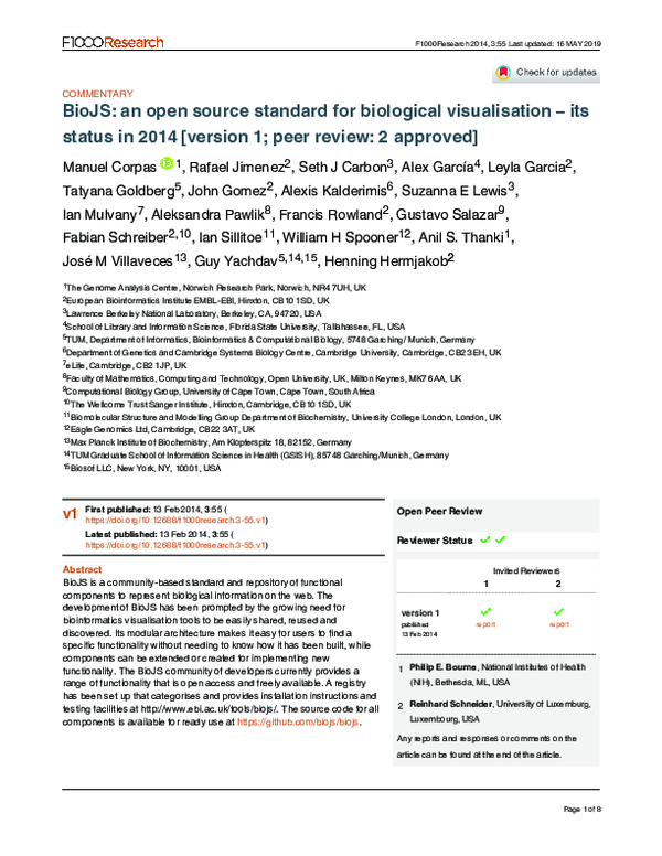 (PDF) BioJS: an open source standard for biological visualisation – its ...